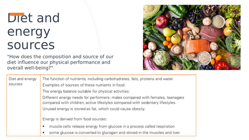 Diet and energy sources IGCSE PE Physical Education