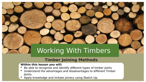 Timber Joints and Sketch up Activity