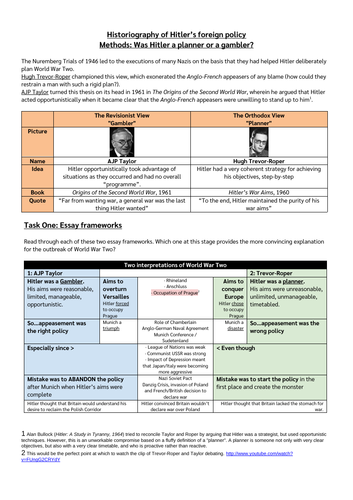 Was Hitler a planner or a gambler?