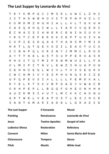 The Last Supper Painting Word Search