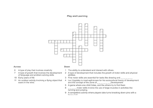 play and learning crossword
