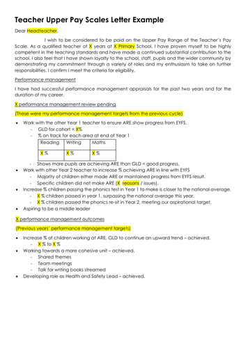 Teacher Upper Pay Scales Letter Example