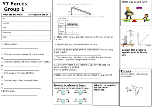 Forces revision sheet with answers