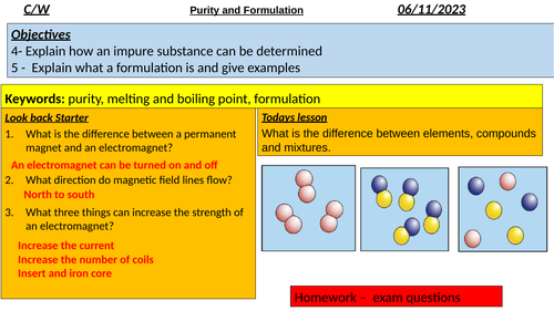 Purity and formations GCSE CHEM