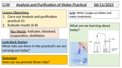 Analysis and purification of water practical GCSE CHEM