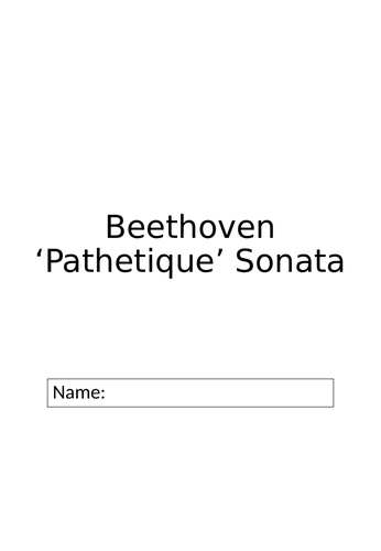 Beethoven Pathetique Sonata Workbook Edexcel
