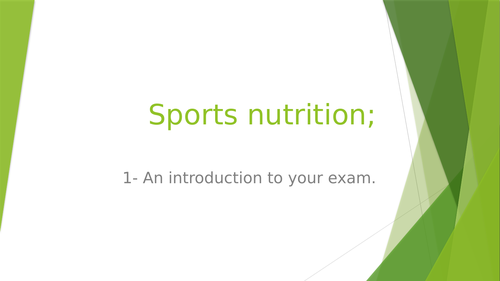 Unit 13: Sports nutrition