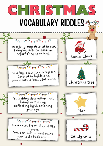Christmas vocabulary riddles.