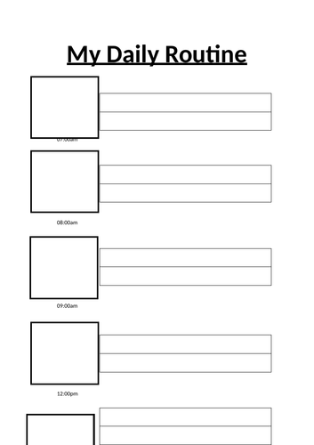 Daily Routine Worksheet