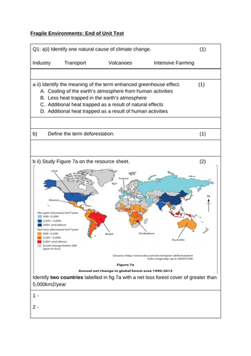 IGCSE Geography - Fragile Environments Assessment