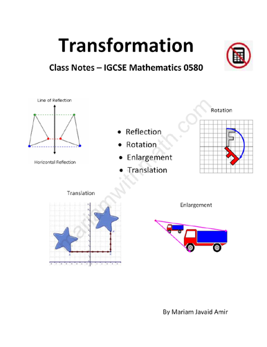 Transformation  : IGCSE Mathematics 0580 Past Papers Worksheet