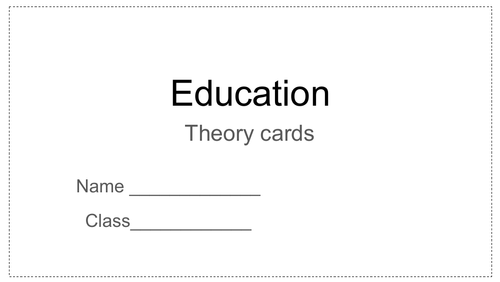 Sociology - Education theory activity