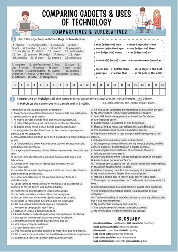 GCSE Spanish - Technology - Comparatives & Superlatives - Unit 2 - Comparing Gadgets & Usage