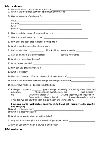 Biology GCSE revision | Teaching Resources