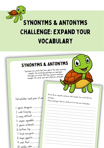 Synonyms and Antonyms Challenge Expand Your Vocabulary.