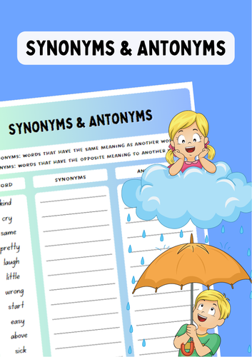 Synonyms and Antonyms Exercise.