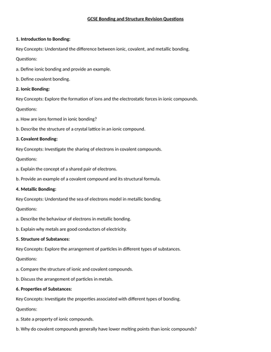 GCSE Bonding and Structure Revision