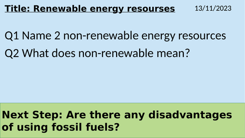 Renewable energy resources