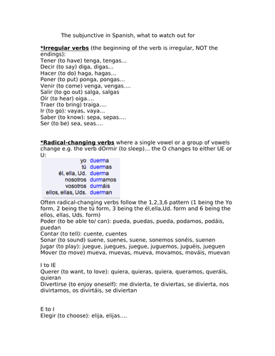 Use and formation of the subjunctive in Spanish- el subjuntivo