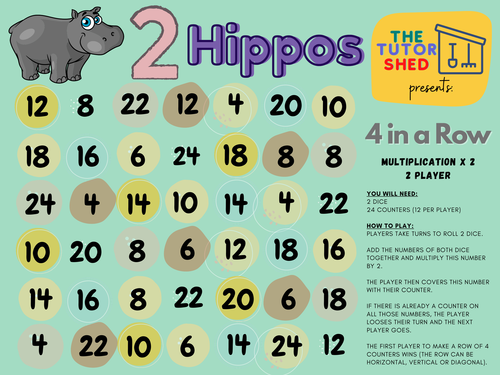 Tutor Shed Presents - KS1 Times Tables Set (2,5&10) - 4 in a Row Board Games