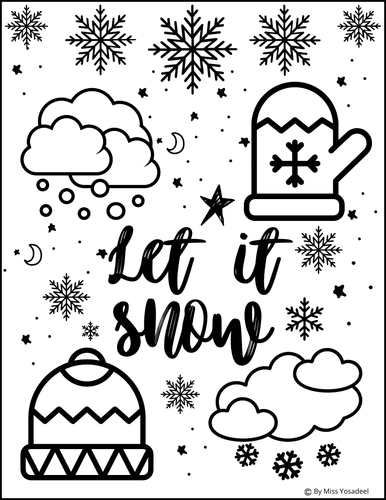 Winter snowflake coloring pages, for toddlers , kindergarten, December worksheet