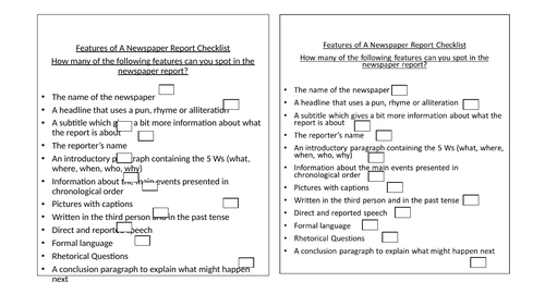 newspaper checklist