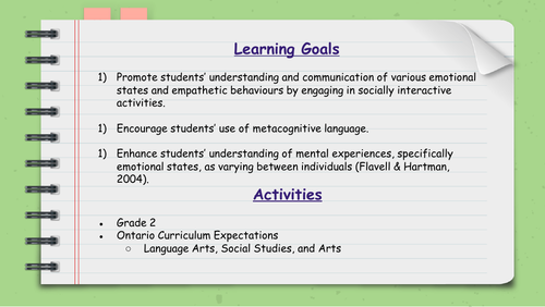 Lessons on emotional understanding and empathetic behaviours