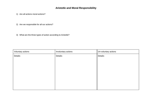 Virtue Ethics - moral responsibility