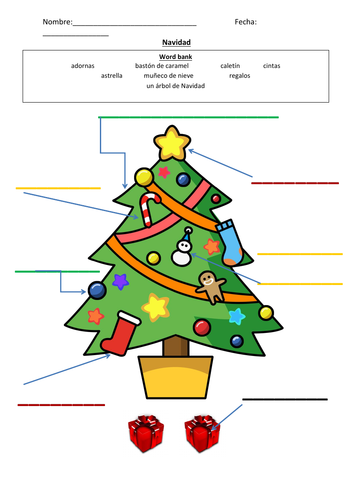 Etiquetar el árbol de navidad MA