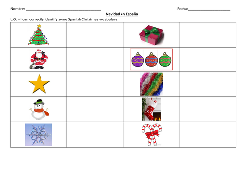 Navidad - cut and stick vocabulary