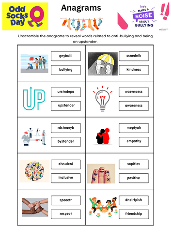 Anti-bullying week 2023 Verbal Reasoning Anagrams