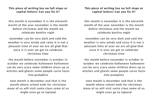 Capital letters and full stops