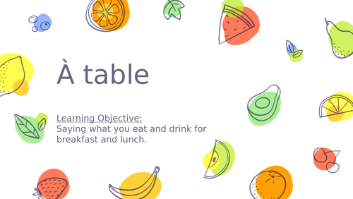 Access studio: À Table | Teaching Resources