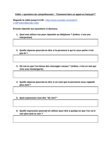 Vidéo + questions de compréhension - "Comment faire un appel en français?"