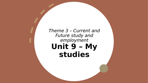 Theme / Context 3 - Units 9-12 School, Jobs, Future Plans