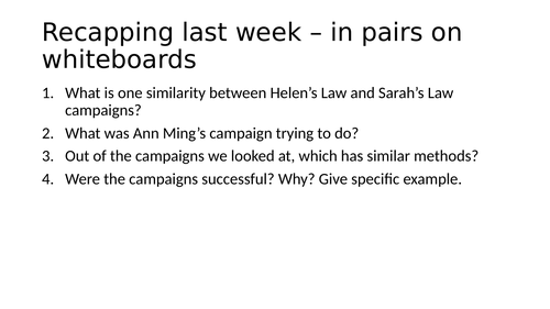 AC2.1 - Compare campaigns for change - WJEC Criminology