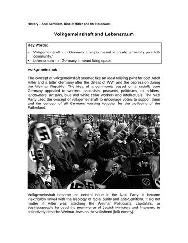 Nazi Germany - Lebensraum and Volksgemeinshaft