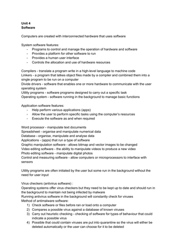 IGCSE computer science unit4 software notes