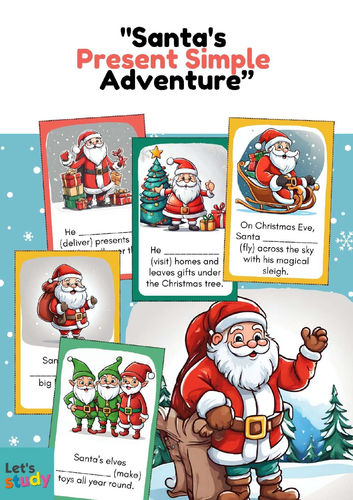 Santa's Present Simple Adventure: Fill in the Blanks with the Jolly Old Elf!