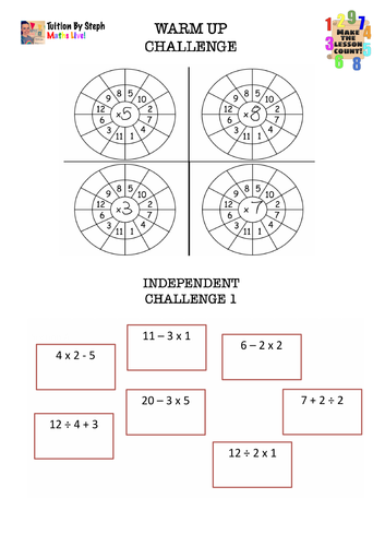 BODMAS Lesson & Worksheet