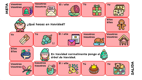 En navidad - Board game verbs in Present tense