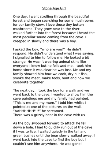 Stone Age Boy - Narrative Text WAGOLL