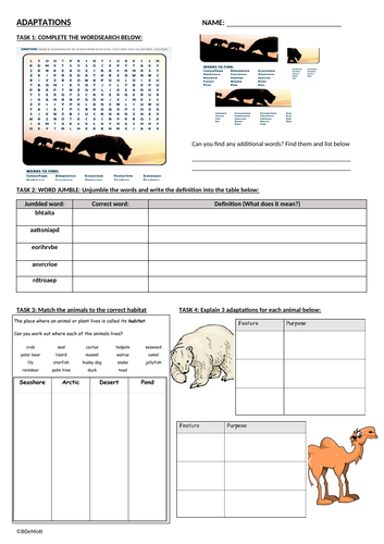 Science Supply/Cover/Substitute Lesson Worksheets
