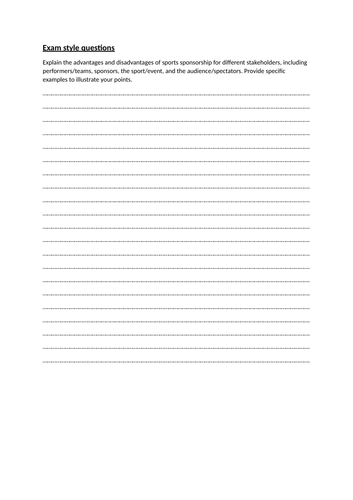 Sponsorship IGCSE PE Physical Education