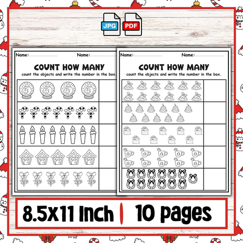 Christmas activities - math count and color worksheets | winter math activities