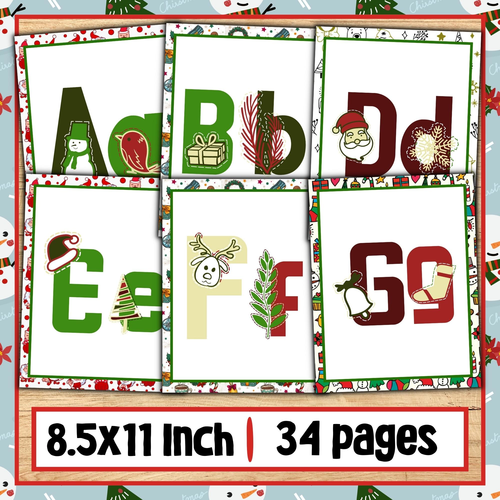 Christmas activities - freebies | Free alphabet flashcards- decor-bulletin board
