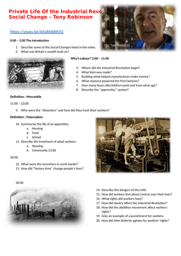 Tony Robinson - The Industrial Revolution - Worksheet