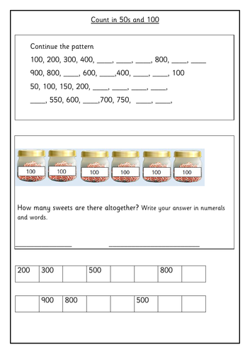 Count in multiples of 50 and 100