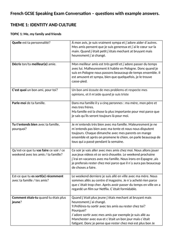 French-GCSE-AQA-General-Conversation-Practice-Questions Higher Tier