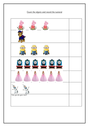 Counting to 10 using characters